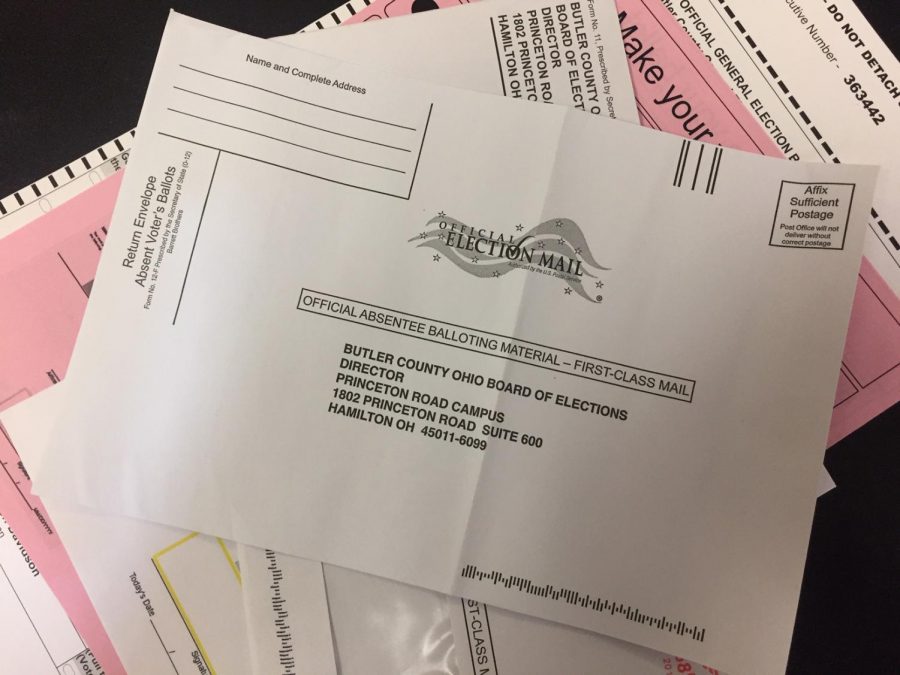 New+envelopes+designed+to+better+fit+absentee+ballots+require+more+postage+than+a+single+stamp.+The+Board+of+Elections+says+it+will+pay+the+postage+due.+Photo+by+David+Wells