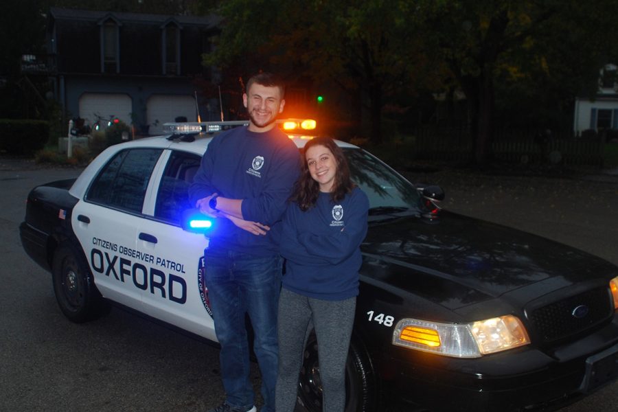 C.J. Yarworth and Hannah Elias are  student volunteers on Oxford’s Citizens Observer Patrol.<em> Photo provided by the Citizens Observer Patrol</em>