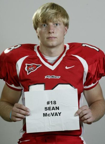 Sean McVay wore number 18 and played wide receiver while a student at Miami from 2005-2008. Photo courtesy of the Miami University Athletic Department
