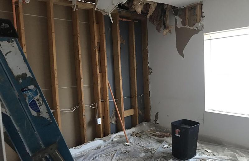 Burst pipes damaged walls and carpeting in five apartments at the Miami Preserve apartment complex. <em>Photo courtesy of Patrick Keck</em>
