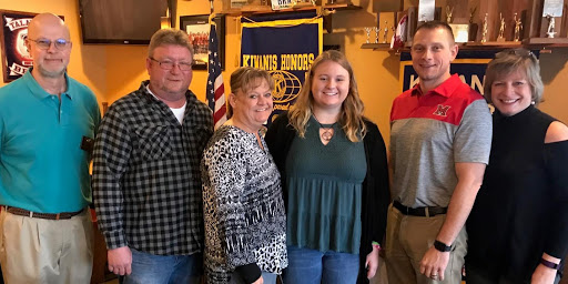 Amanda Abbott, third from right, received the Kiwanis Scholarship and Citizenship award. Pictured with her from left to right: Dave Jennings, Kiwanis representative; Jamie Abbott, Amanda’s father; Jennifer Abbott, Amanda’s mother; Scott Davie, Talawanda High School counselor; and Kelly Umbstead, Kiwanis president. Photo courtesy of the Oxford Kiwanis Club