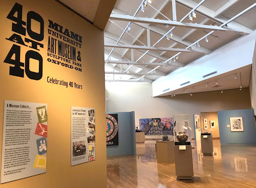 Sherri Krazl describes this as “the money shot” of the “40 at 40” exhibit at the Miami University Art Museum. Photo by Caroline Roethlisberger