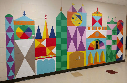 The mural painted by the Bogan Elementary Art Club is 15 by 7.5 feet long. Photo courtesy of Amber Krimmer 