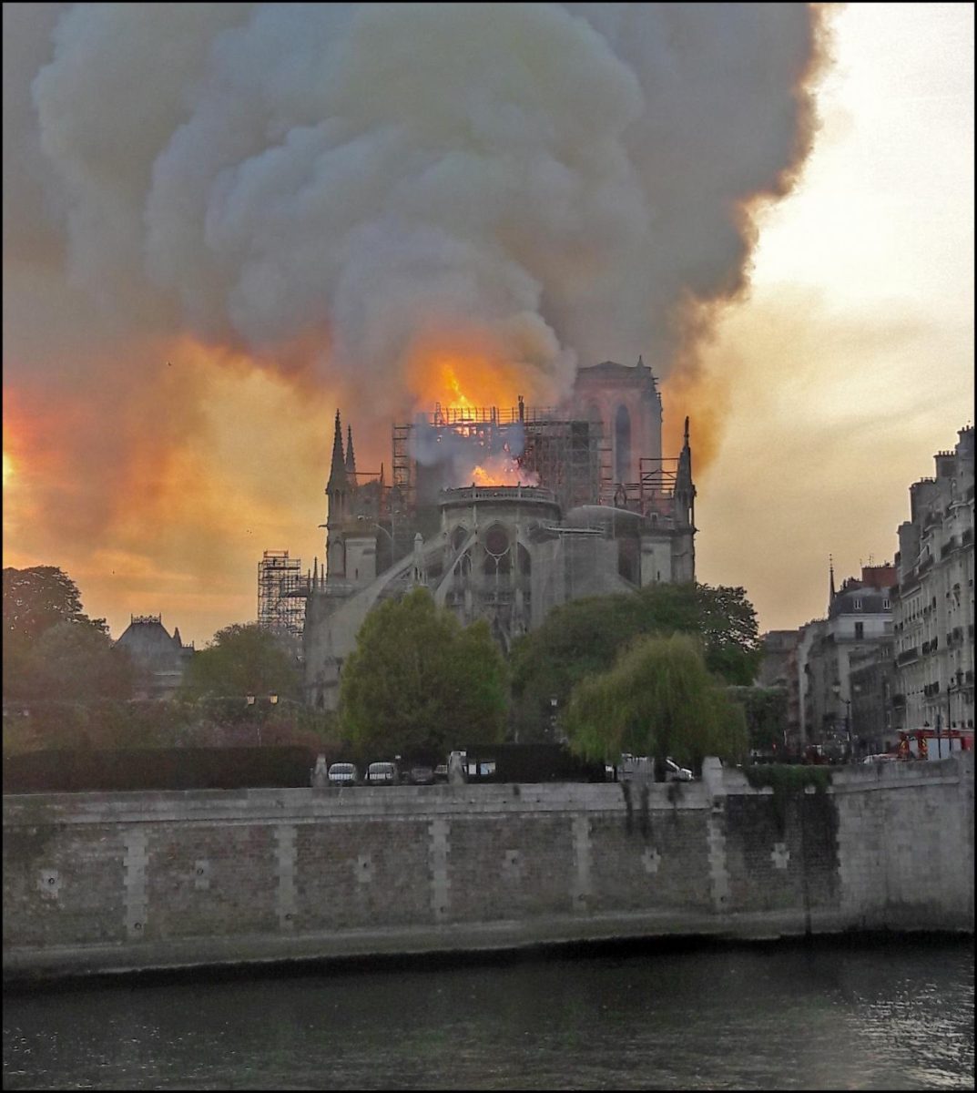 The+world+watched+as+Notre+Dame+cathedral+in+Paris+burned+Monday+evening.+It+will+take+billions+of+dollars+and+many+years+to+restore+the+850-year-old+structure.+Photo+courtesy+of+Wikimedia+Commons