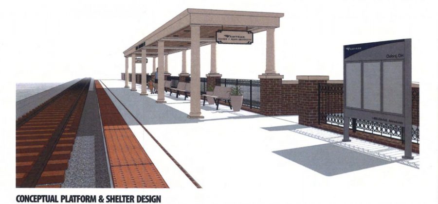 An artist’s drawing of a proposed Amtrak platform in Oxford. Photo provided by the City of Oxford.