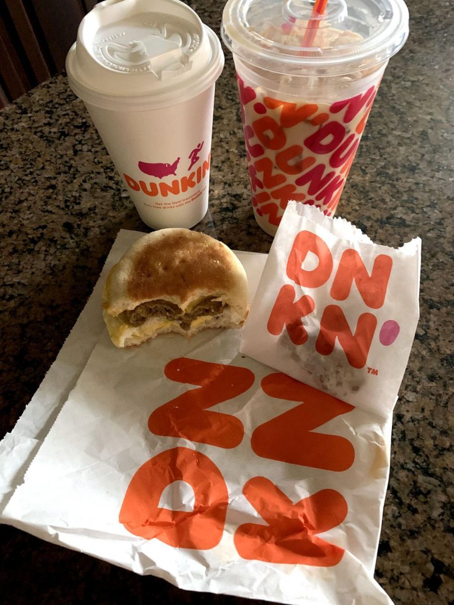 The Egg, Cheese and Beyond Sausage sandwich now is featured on Dunkin’ Donuts menu. Photo by Emma Hendy.