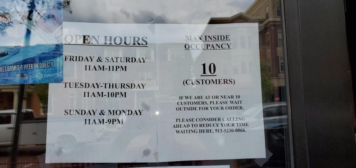 New hours are posted in the window of Skippers Pub & Top Deck. Photo provided by Skippers