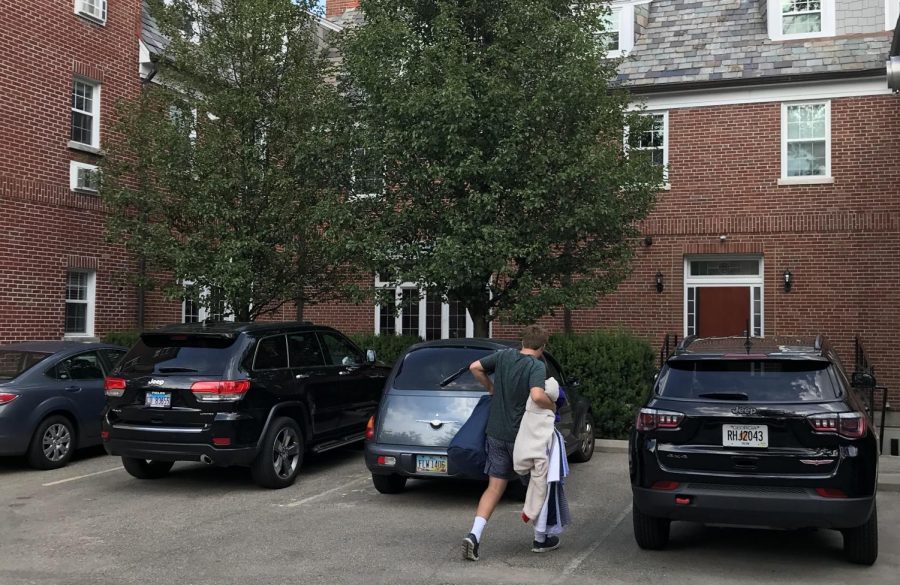 The SAE house on Talawanda Street is one of 23 fraternities on campus that are staggering move-in days to reduce crowding in an effort to cut down on the spread of COVID-19.