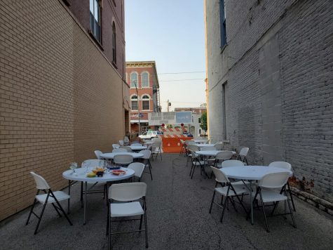 Fiesta Charra set up tables in the ally next to their building to safely accomidate more patrons