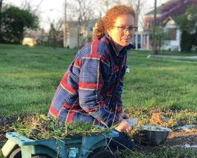 Carla Blackmar works in her garden