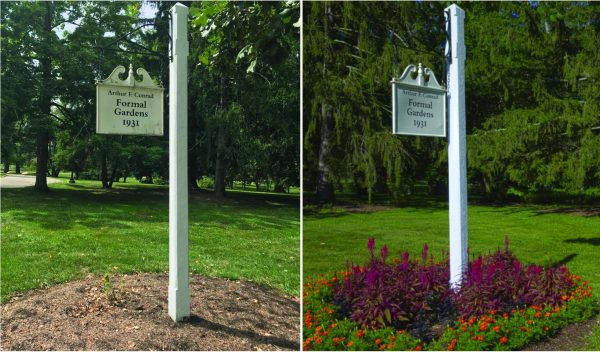 The Formal Gardens now and last year.