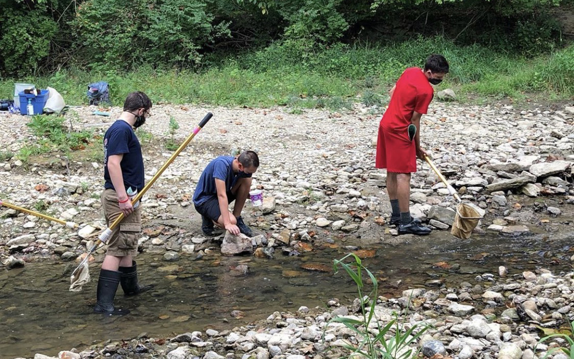 McGuffey Montessori high school students visit local watersheds to learn about runoff and stream health