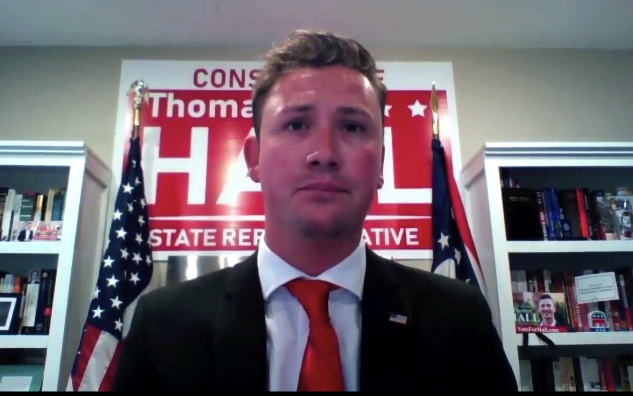 Republican candidate Thomas Hall at Tuesday's virtual debate