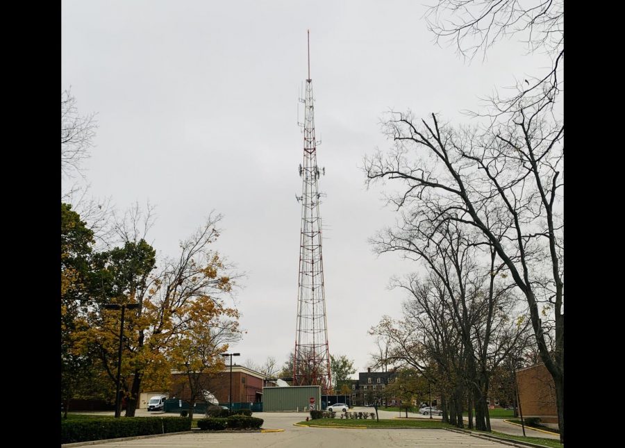 The tower, seen here looking east, is no longer used for radio signals.