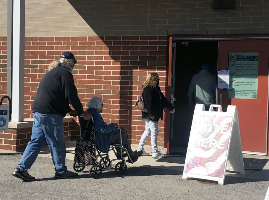 Oxford voters enter the polling place at Kramer Elementary School on Tuesday morning. 
