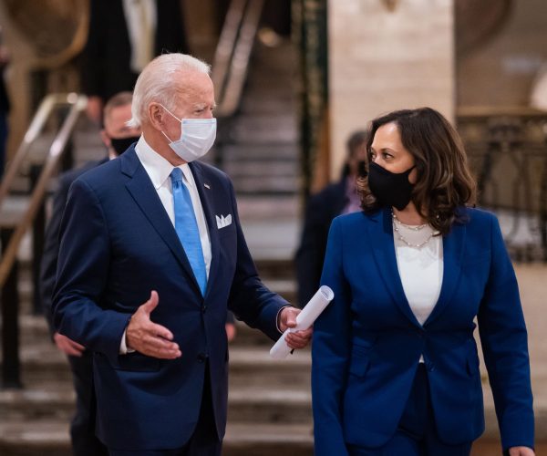 President Joe Biden and Vice President Kamala Harris outside the Capitol on Inauguration Day.