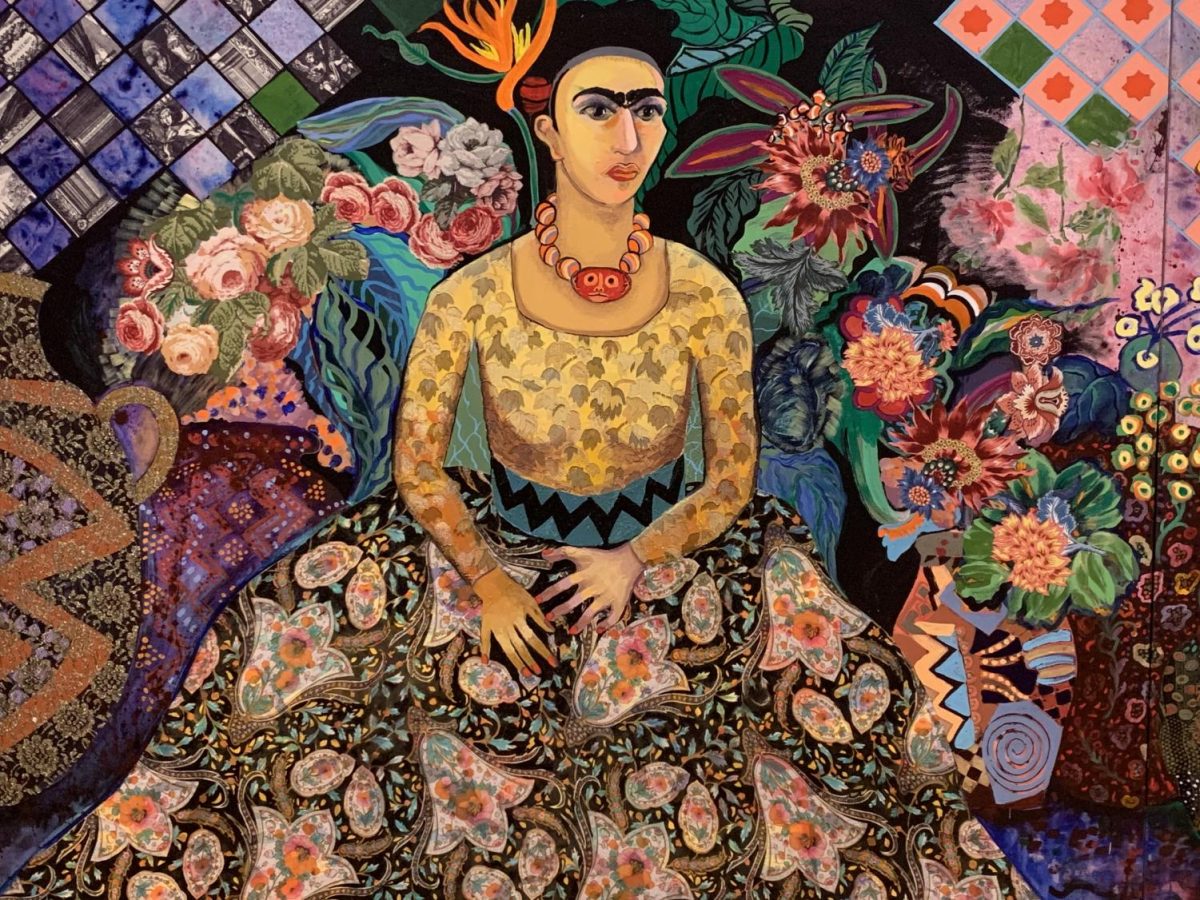 A portrait of artist Frida Kahlo is included in the “Confronting Greatness,” exhibit, celebrating women artists.  Photo by Bubba Harris