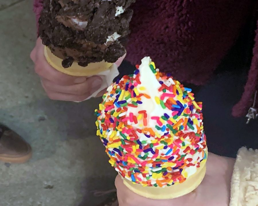 Spring Street has soft-serve cones covered with chocolate, sprinkles or one of more than 25 other toppings.