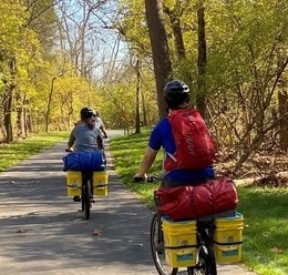 Outdoor Center teaches how to backpack on a bicycle