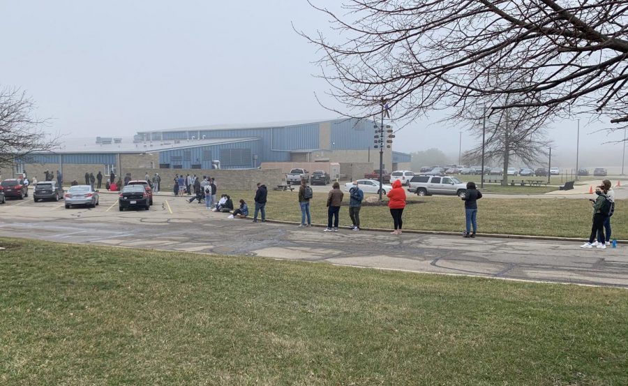 More than 150 people without appointments waited in line outside Talawanda Middle School on Wednesday, March 17, hoping to get shots of leftover COVID-19 vaccine doses. Some got lucky, but the extra doses were given out on the basis age, so those in their mid-30s or younger generally could not be accommodated.