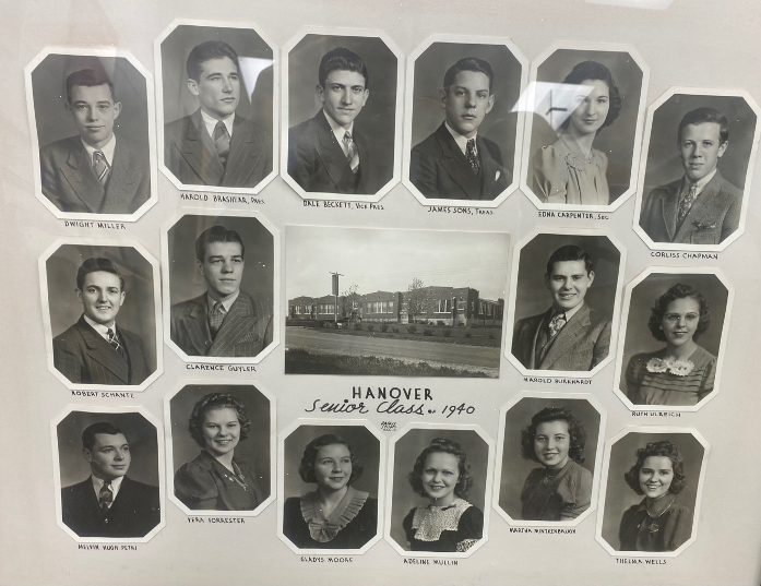  This picture of the 16 members of the Hanover Township School’s 1940 senior class is one of 25 photos that will be digitally preserved with the help of the Smith Library of Local History.