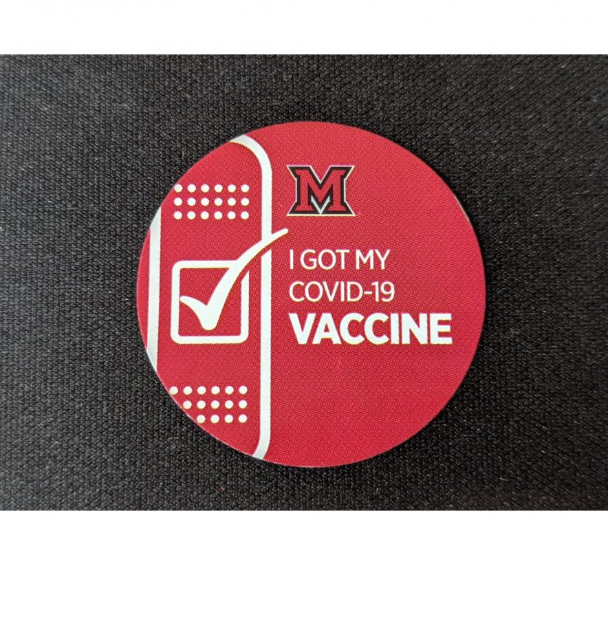 Miami sticker received after getting COVID-19 vaccine at Miami’s Shriver Center.