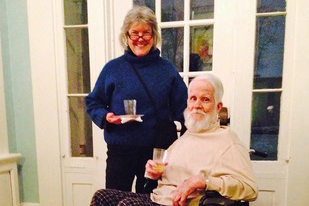 Debra Bowles (left) and Crossan Curry at his art show at the Oxford Community Arts Center in 2014.  