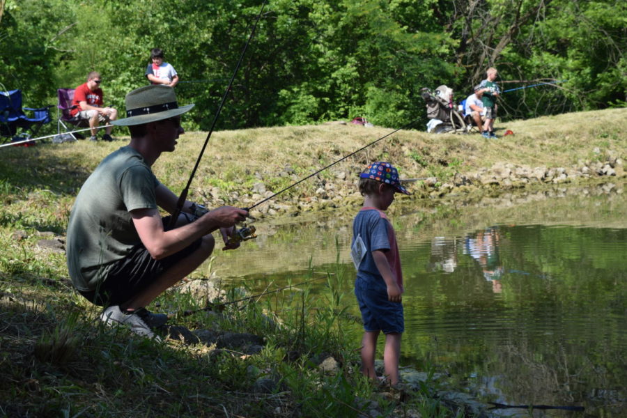 Parents are invited to fish alongside their children at the June 19 children’s fishing derby at Pyramid Hill Sculpture Park & Museum. 