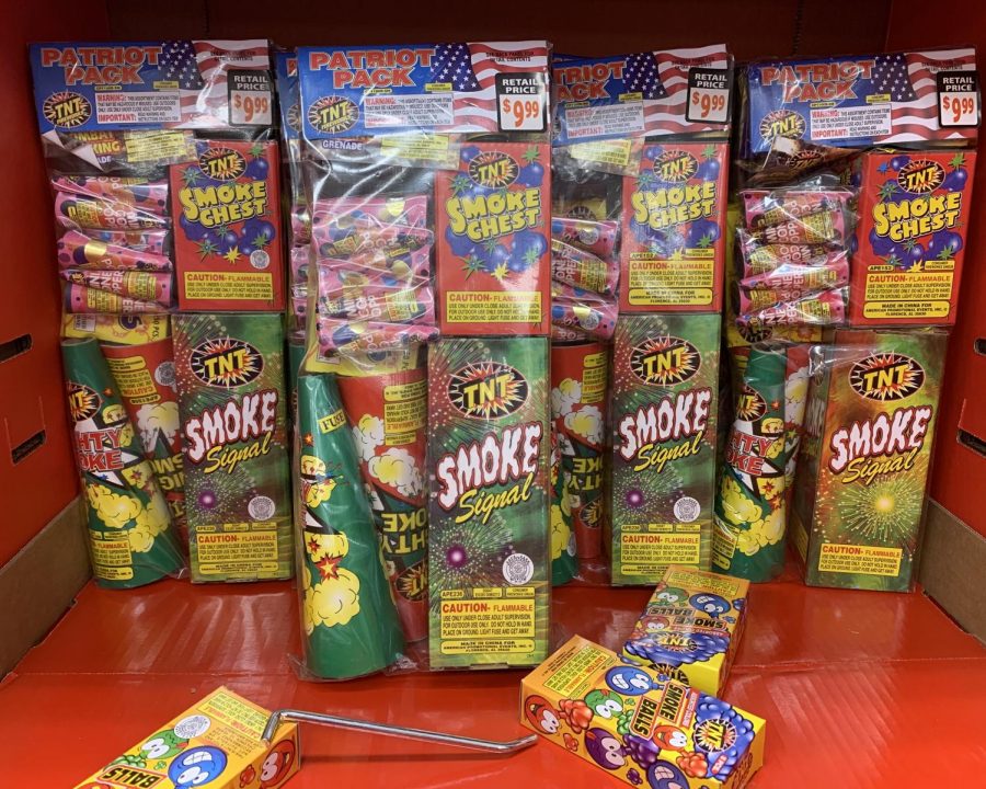Displays like this can be found in many local stores, offering the types of fireworks that you can legally set off by yourself in Ohio. For bigger bangs, try one of the public displays offered.
