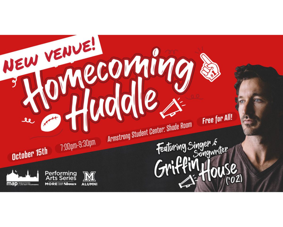 Singer/Songwriter and Miami alum Griffin House returns to Miami for a Friday night concert at Armstrong Student Center. 