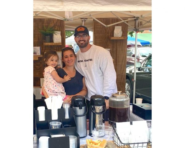 Alex and Madalyn Ketron, with daughter Lena, sell their Aulie’s Coffee at the Oxford Farmers Market every Saturday. 