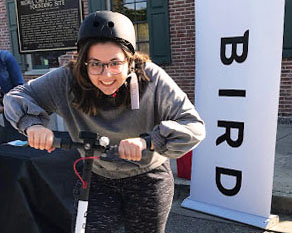 Bird scooters are popular among the students in Oxford, as seen in this 