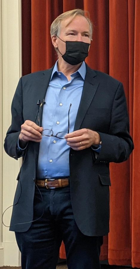 Steve Coll, author of best-selling books about Osama bin Laden and American involvement in Afghanistan, lectured on the war, Monday, at Miami University. 
