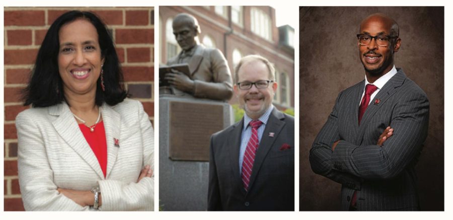 Beena Sukumaran, left, is Miami’s dean of the College of Engineering and Computing. Middle, 
Jason Lane is Miami’s new dean of the College of Education, Health, and Society. 
Ande Durojaiye is dean of the Miami Regionals, College of Liberal Arts and Applied Science and vice president for the Regional Campuses. 
