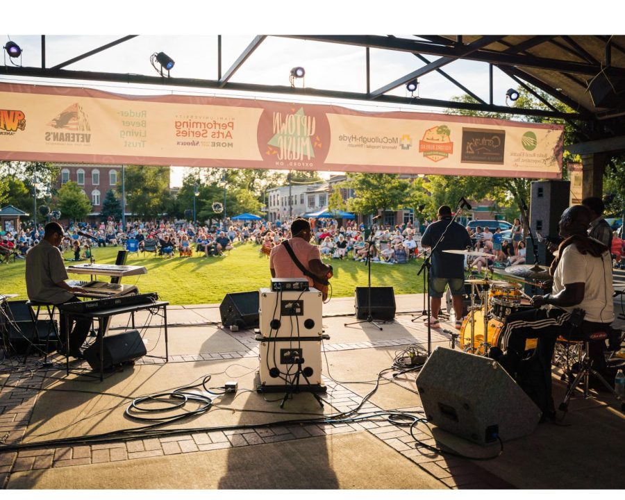 The band Premium Blend plays during the 2019 Summer Concert Series in Uptown Park. 
