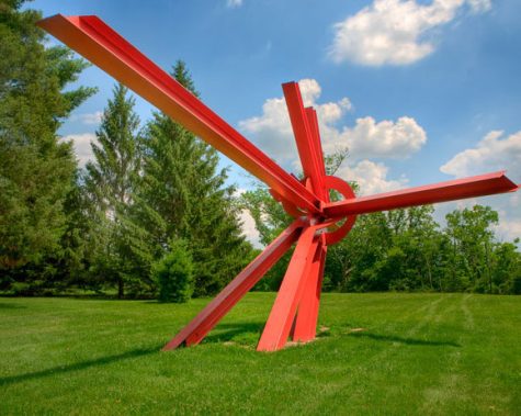 The painted steel “For Kepler” sculpture by Mark di Suvero, stands in front of the Miami Art Museum, 801 S. Patterson Ave.
