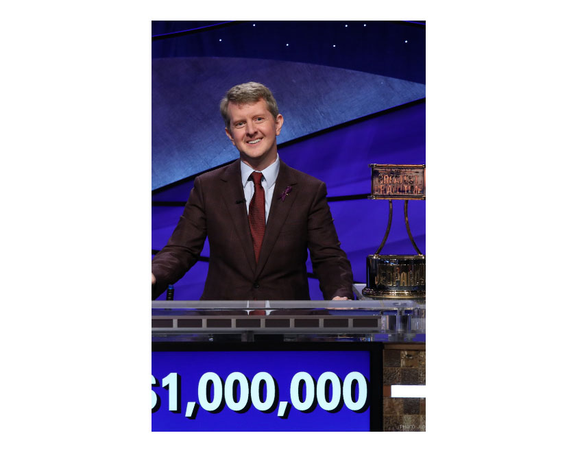 Ken Jennings, holder of the longest winning streak on “Jeopardy!” speaks at Miami March 7. 
