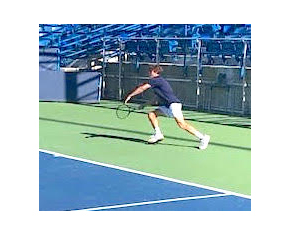 Jarrett Clawson from 2021, showing the form that won him the SWOC boys tennis Athlete of the Year award.