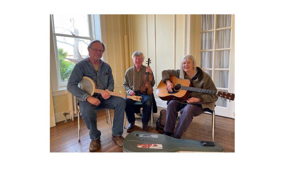 The Jericho Old Time Band during a practice at the Oxford Community Arts Center: (left to right) Dale Farmer, Warren Waldron and Judy Waldron. Not pictured is Amy Clay.