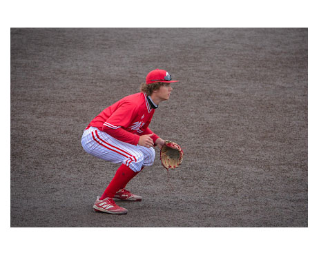 Infielder Brian Zapp waits for the ball to come his way. 