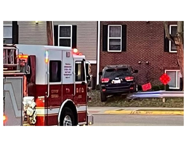  A black SUV swerved off Chestnut Street and crashed into the wall of an apartment on the lower floor of the Chestnut Place complex Wednesday morning. Photo courtesy of the Butler County Sheriff’s Department