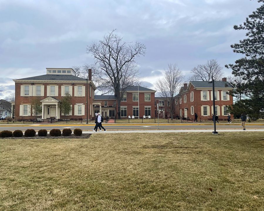 View of the full Beta Theta Pi house from Slant Walk after renovations.
