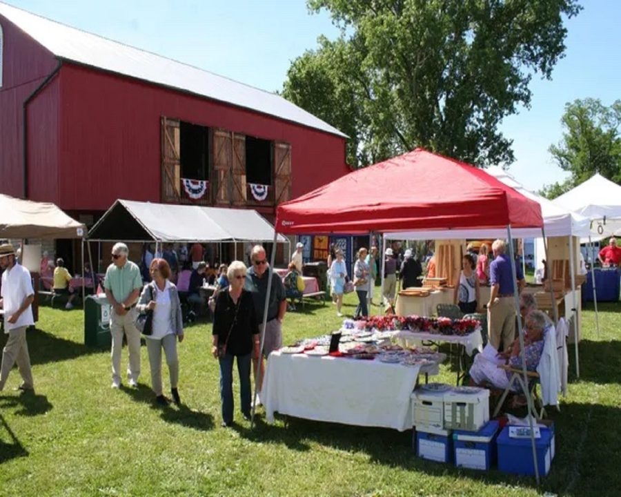 Shoppers at a previous arts and crafts fair at Hueston Woods Pioneer Farm.  The event is sponsored by the Oxford Museum Association. 