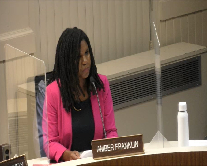 Council member Amber Franklin proposed a resolution of dissent against the decision to overturn Roe v. Wade. Photo taken from Oxford City Council's Sept. 20 meeting.