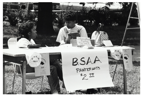 Black Student Action Association members staff an information table during the Black Cultural Festival, Sept. 1987
