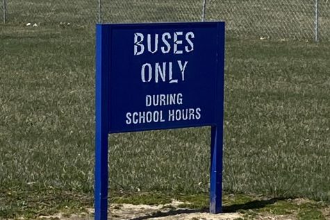 This sign outside Talawanda High School will no longer be necessary with the elimination of busing for high school students.