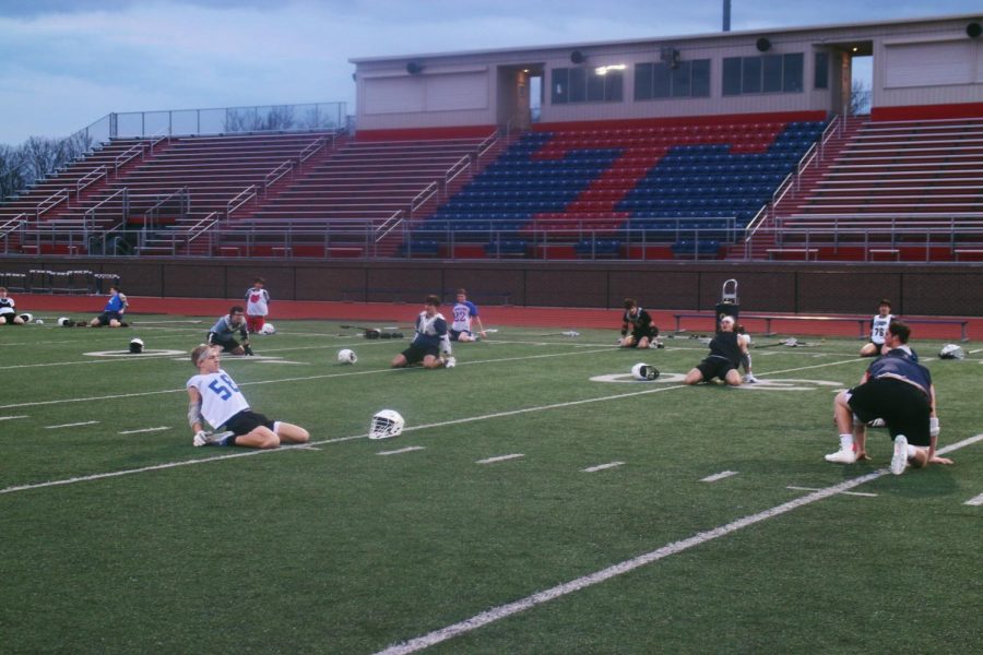 The Braves stretch after warm-ups