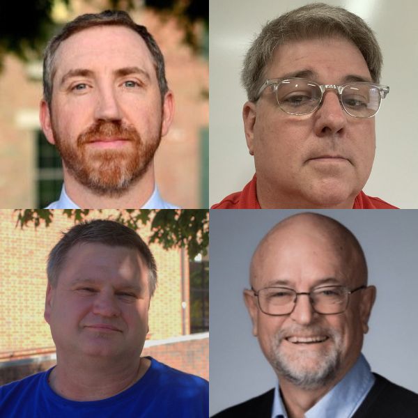 From top left clockwise: Jason Bracken (incumbent), Mike Smith (challenger), William Snavely (incumbent) and Jon Ralinovsky (challenger).