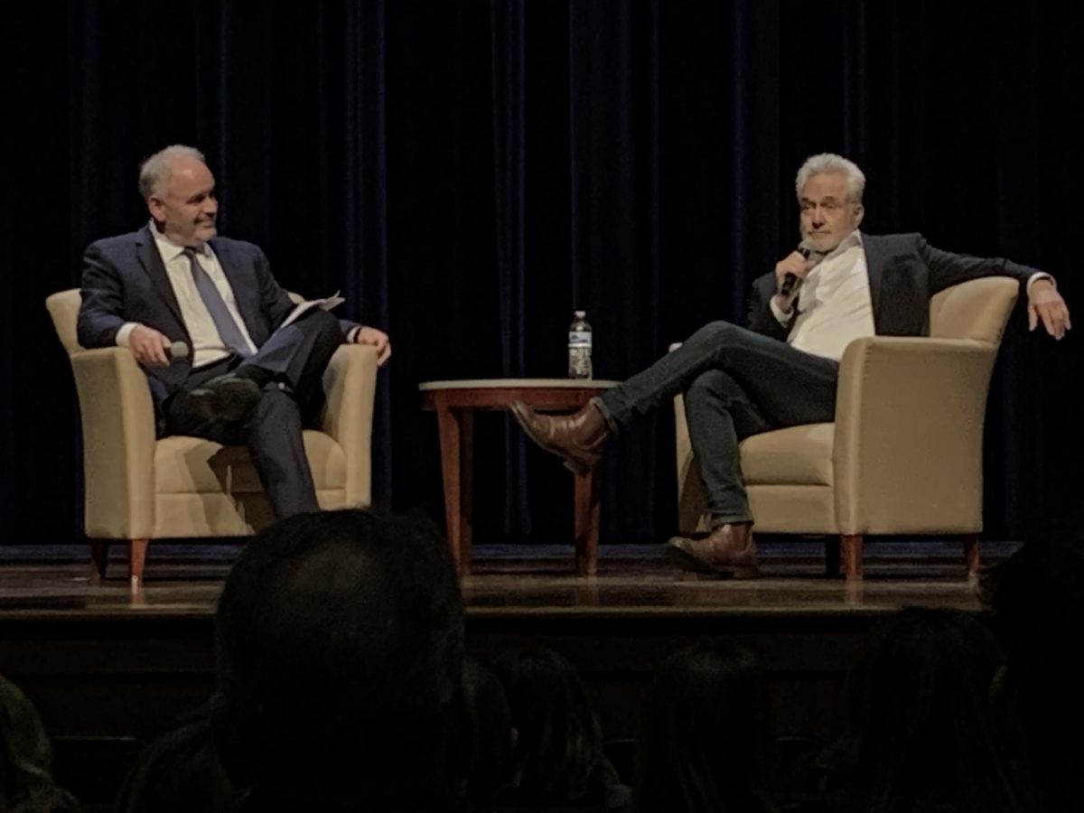 Actor Bradley Whitford joined Miami University professor John Forren for a lecture titled “The West Wing Effect: 25 years of Impact on Political Discourse” at Hall Auditorium on campus of Miami University on March 11.