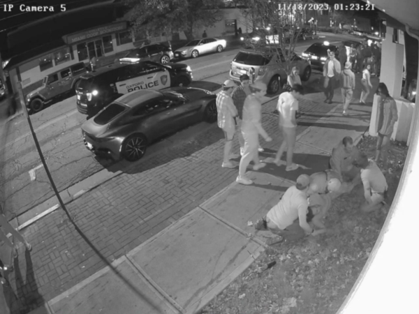 The third video, which was surveillance footage from Brick Street Bar, was not reviewed by the police chief before he signed off on the use of force report. Security camera footage obtained from City of Oxford.